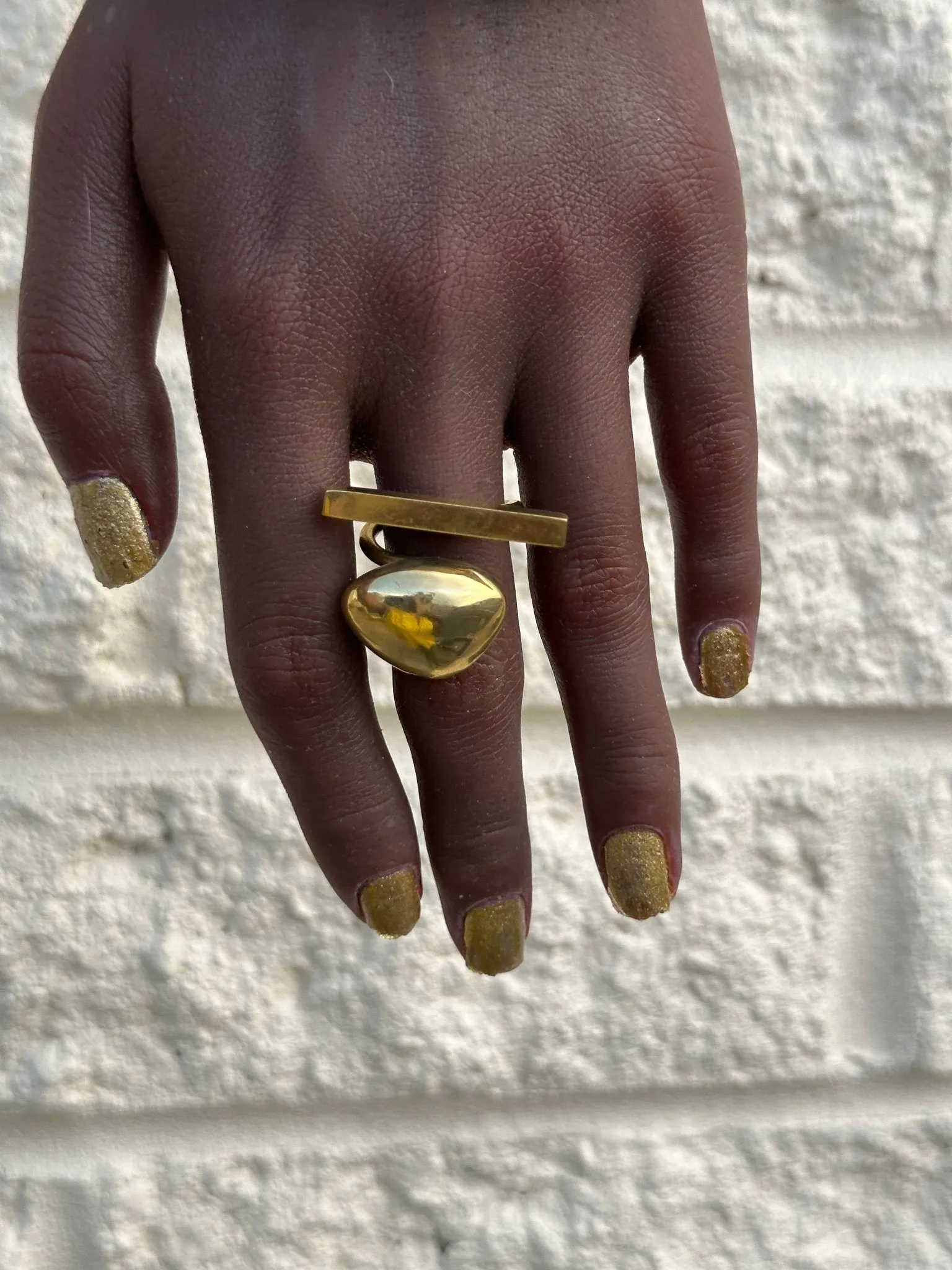 Asymmetric Brass Statement Ring