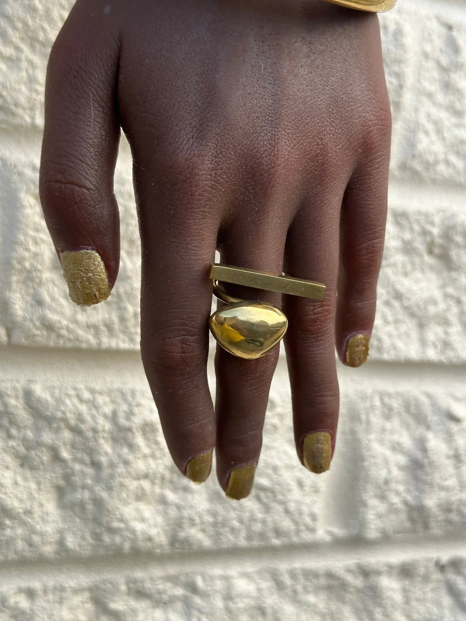 Asymmetric Brass Statement Ring