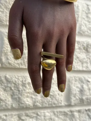 Asymmetric Brass Statement Ring