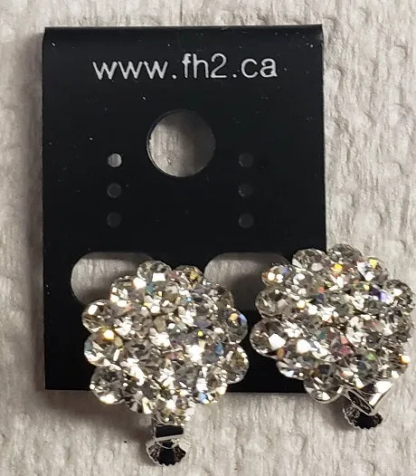 Aviva -- Women's Crystal Rhinestone Clip-On Earrings -- Silver