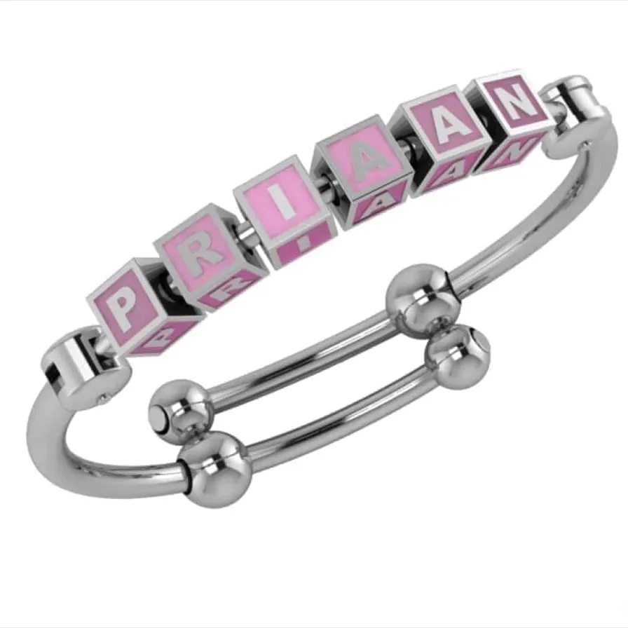 Baby Bangle Bracelet Square Personalised