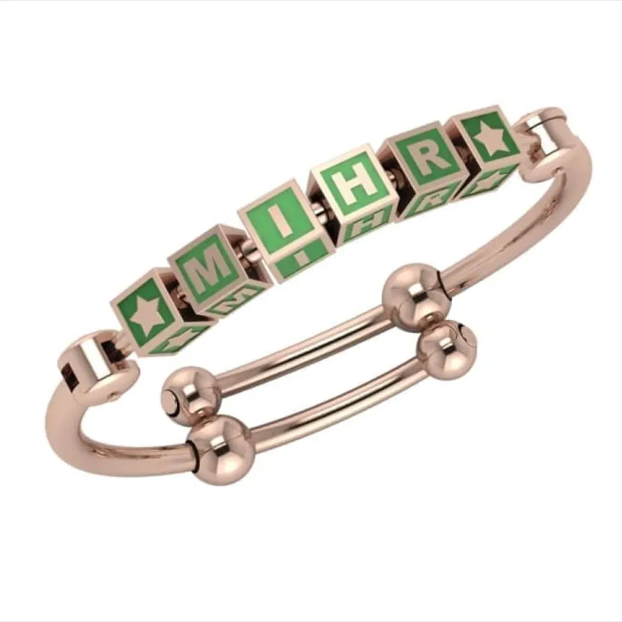 Baby Bangle Bracelet Square Personalised