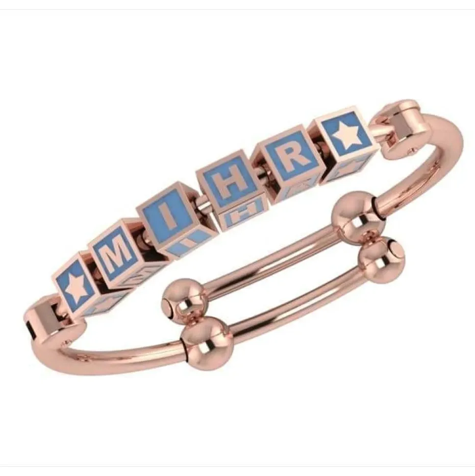 Baby Bangle Bracelet Square Personalised