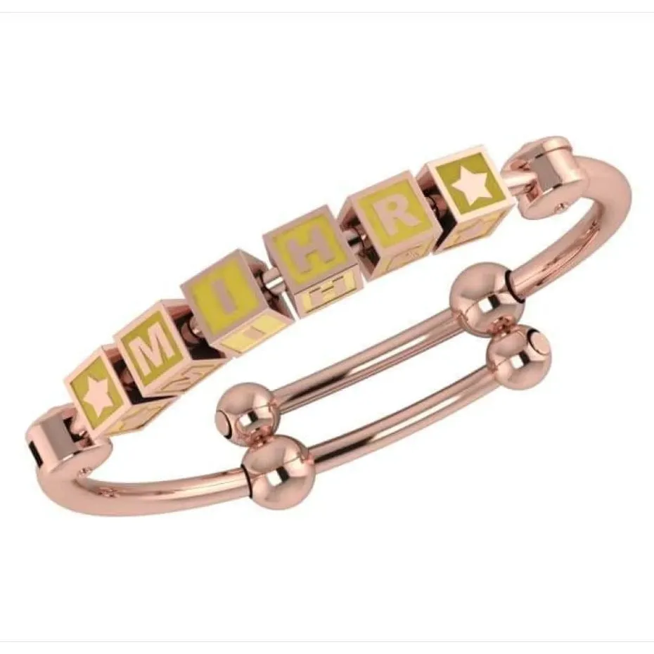 Baby Bangle Bracelet Square Personalised