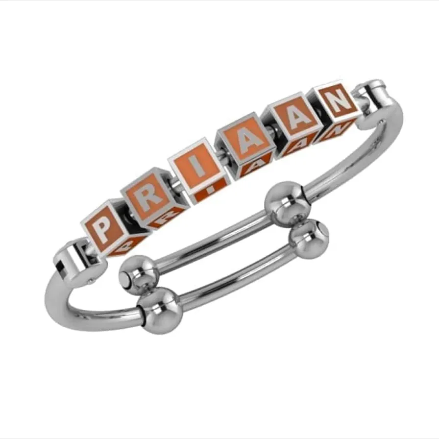 Baby Bangle Bracelet Square Personalised