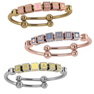 Baby Bangle Bracelet Square Personalised