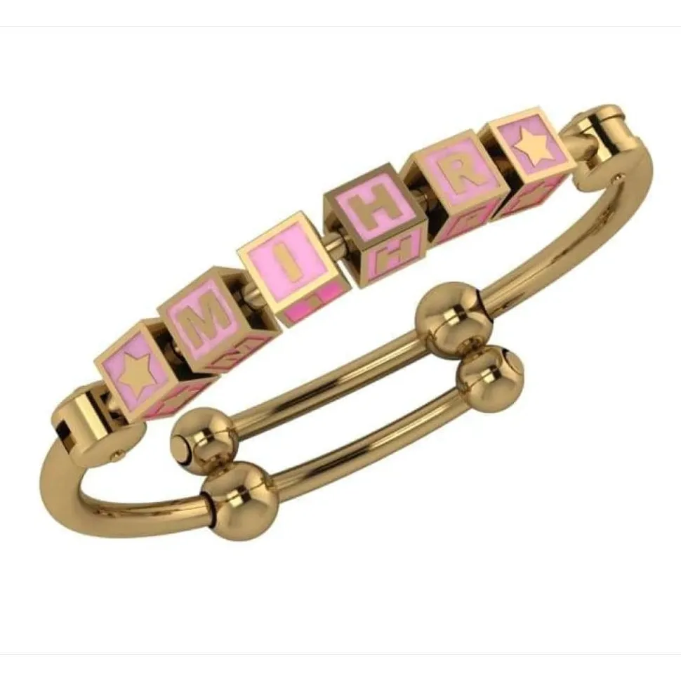 Baby Bangle Bracelet Square Personalised