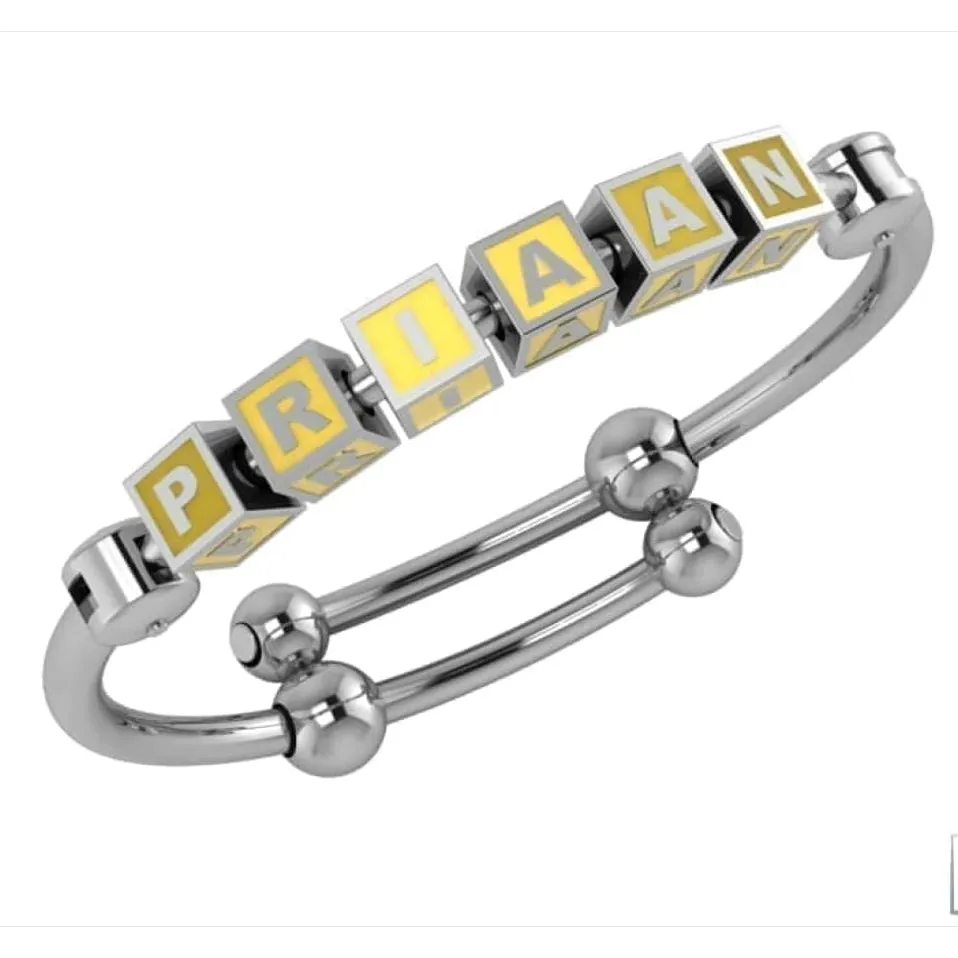 Baby Bangle Bracelet Square Personalised