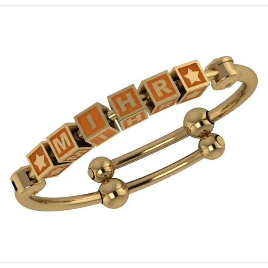 Baby Bangle Bracelet Square Personalised
