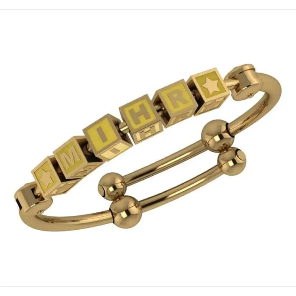 Baby Bangle Bracelet Square Personalised