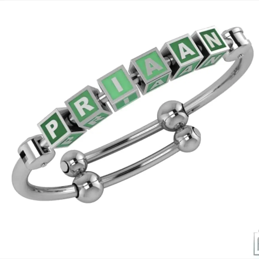 Baby Bangle Bracelet Square Personalised