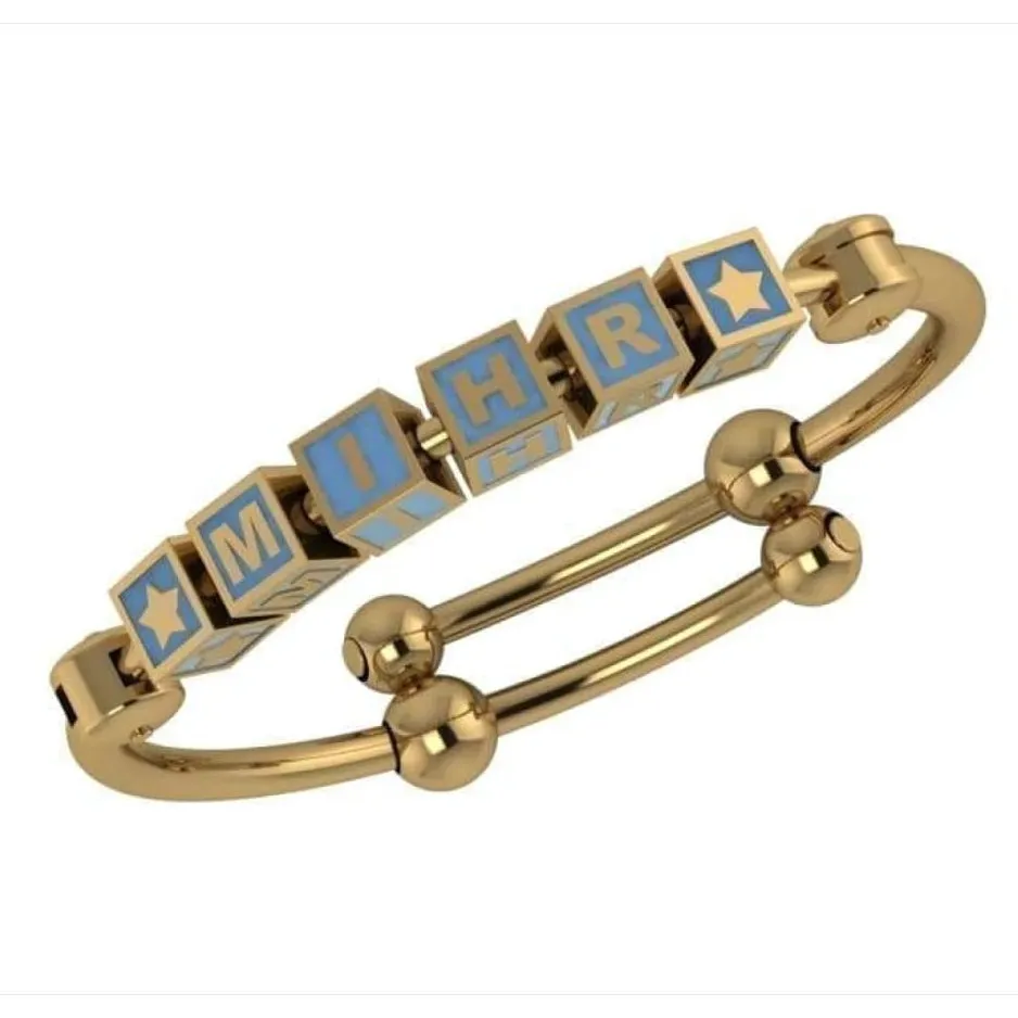 Baby Bangle Bracelet Square Personalised