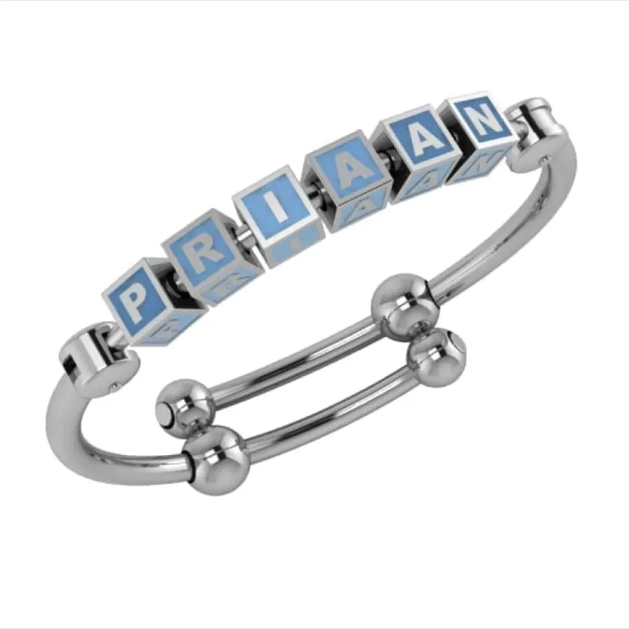 Baby Bangle Bracelet Square Personalised