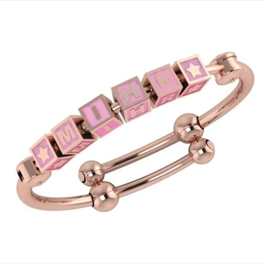 Baby Bangle Bracelet Square Personalised