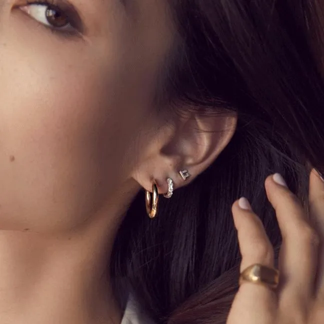Baby French Pavé Diamond Hoops | Ready to Ship