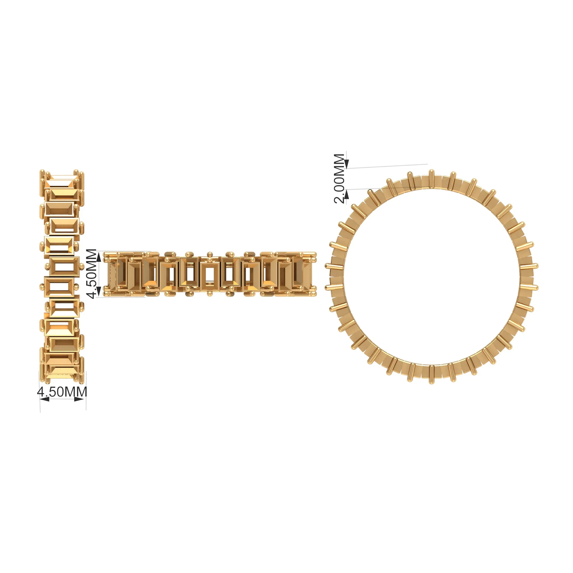 Baguette Shape Moissanite Uneven Full Eternity Ring