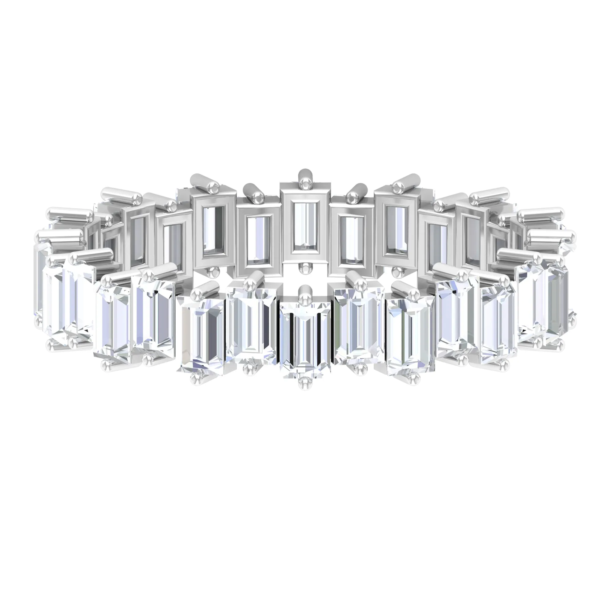 Baguette Shape Moissanite Uneven Full Eternity Ring