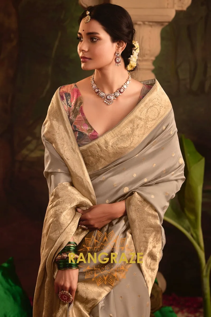 Banarasi Splendor Crepe Dola Silk Saree with Designer Fancy Blouse