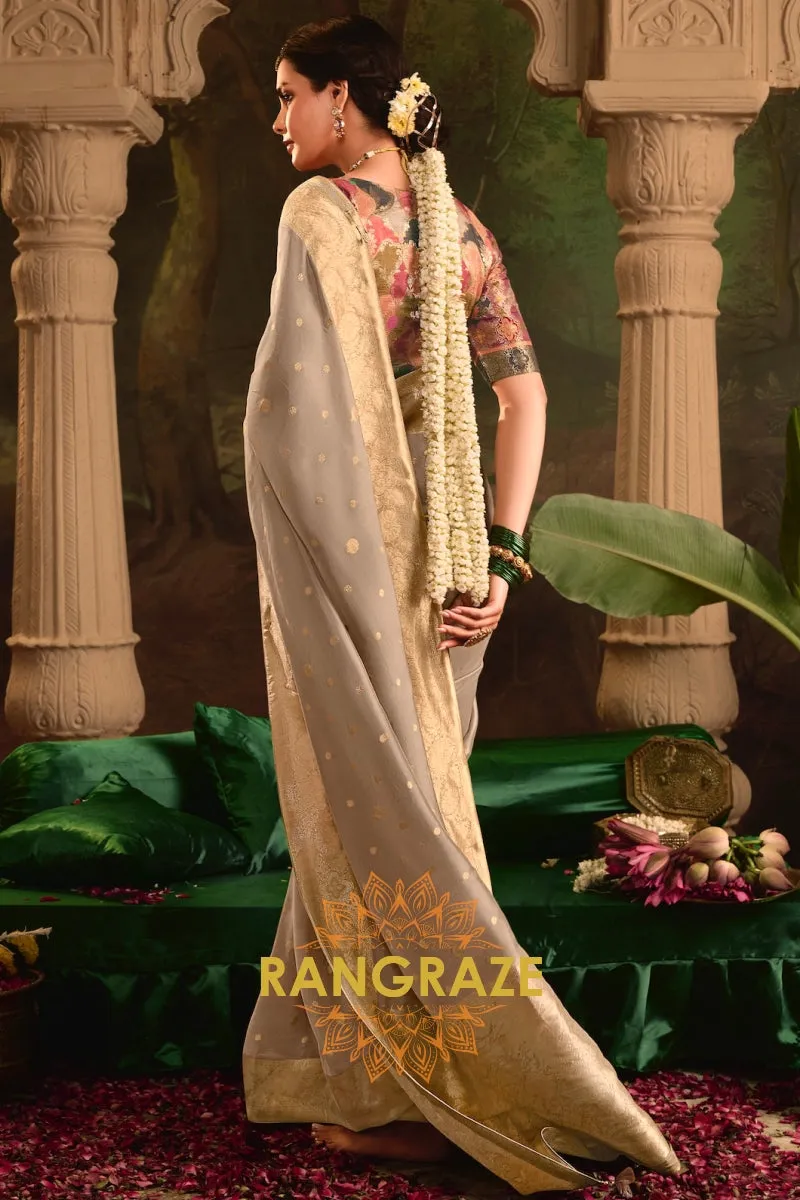 Banarasi Splendor Crepe Dola Silk Saree with Designer Fancy Blouse