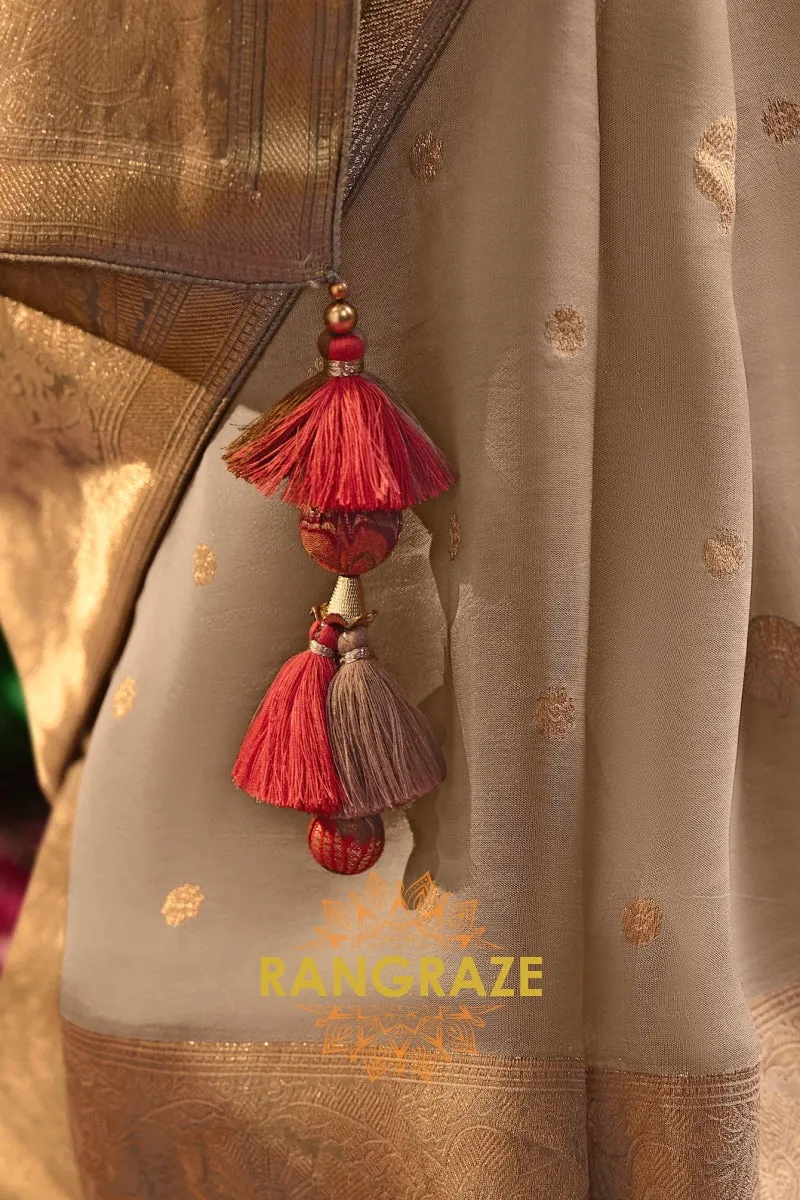 Banarasi Splendor Crepe Dola Silk Saree with Designer Fancy Blouse