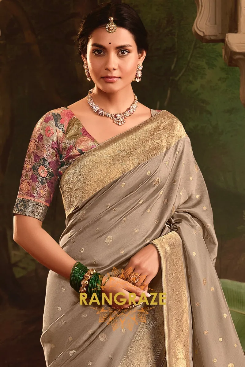 Banarasi Splendor Crepe Dola Silk Saree with Designer Fancy Blouse