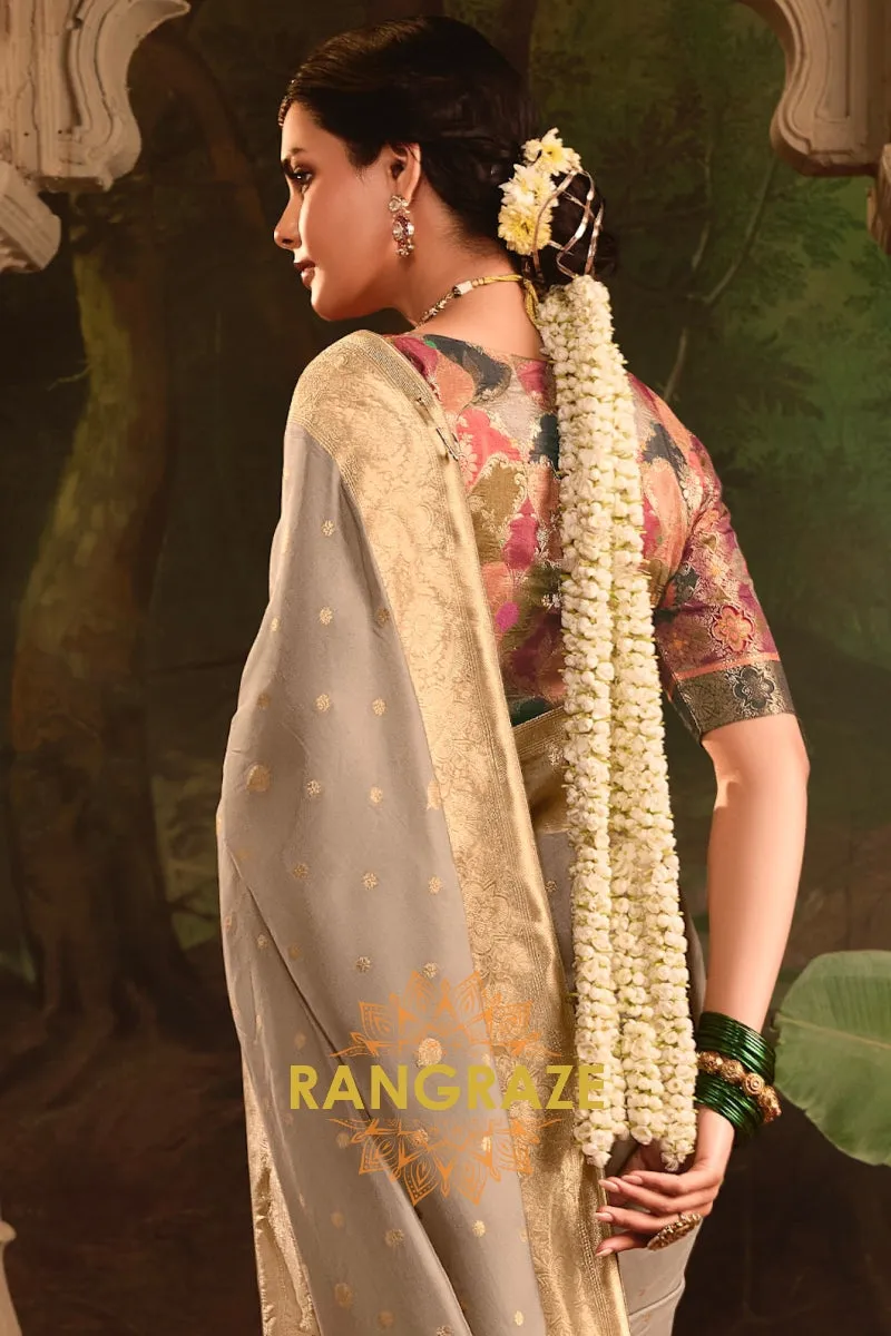 Banarasi Splendor Crepe Dola Silk Saree with Designer Fancy Blouse