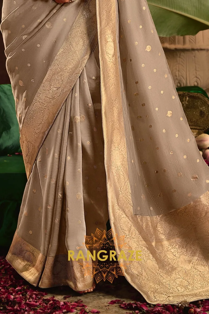 Banarasi Splendor Crepe Dola Silk Saree with Designer Fancy Blouse