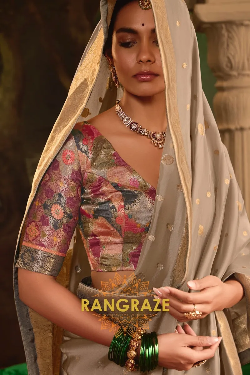Banarasi Splendor Crepe Dola Silk Saree with Designer Fancy Blouse