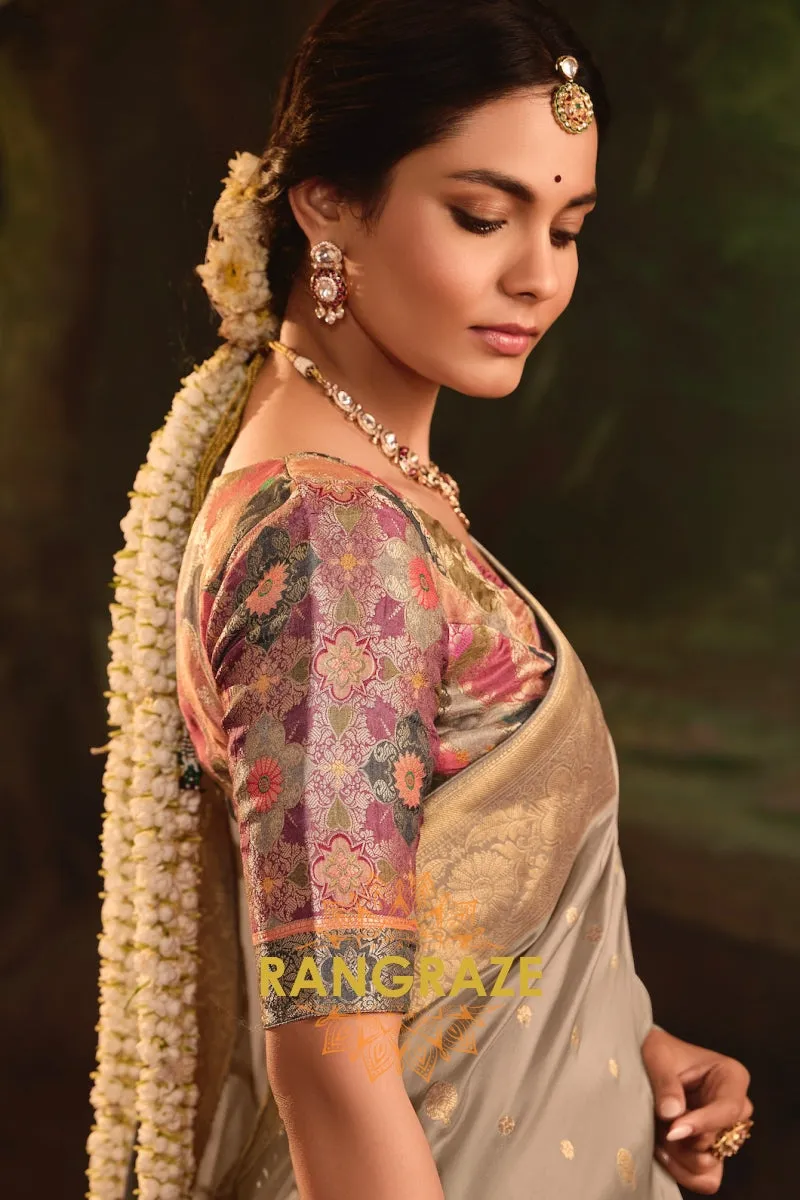 Banarasi Splendor Crepe Dola Silk Saree with Designer Fancy Blouse