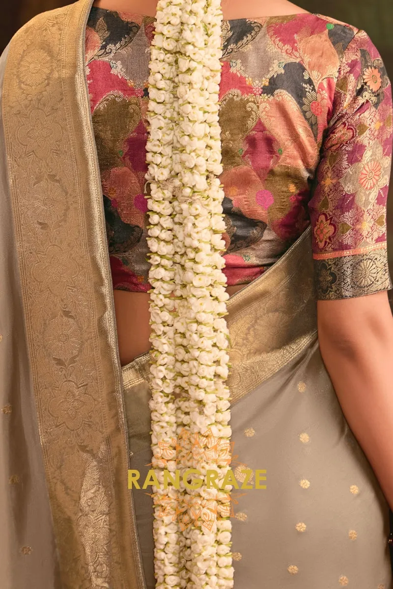 Banarasi Splendor Crepe Dola Silk Saree with Designer Fancy Blouse