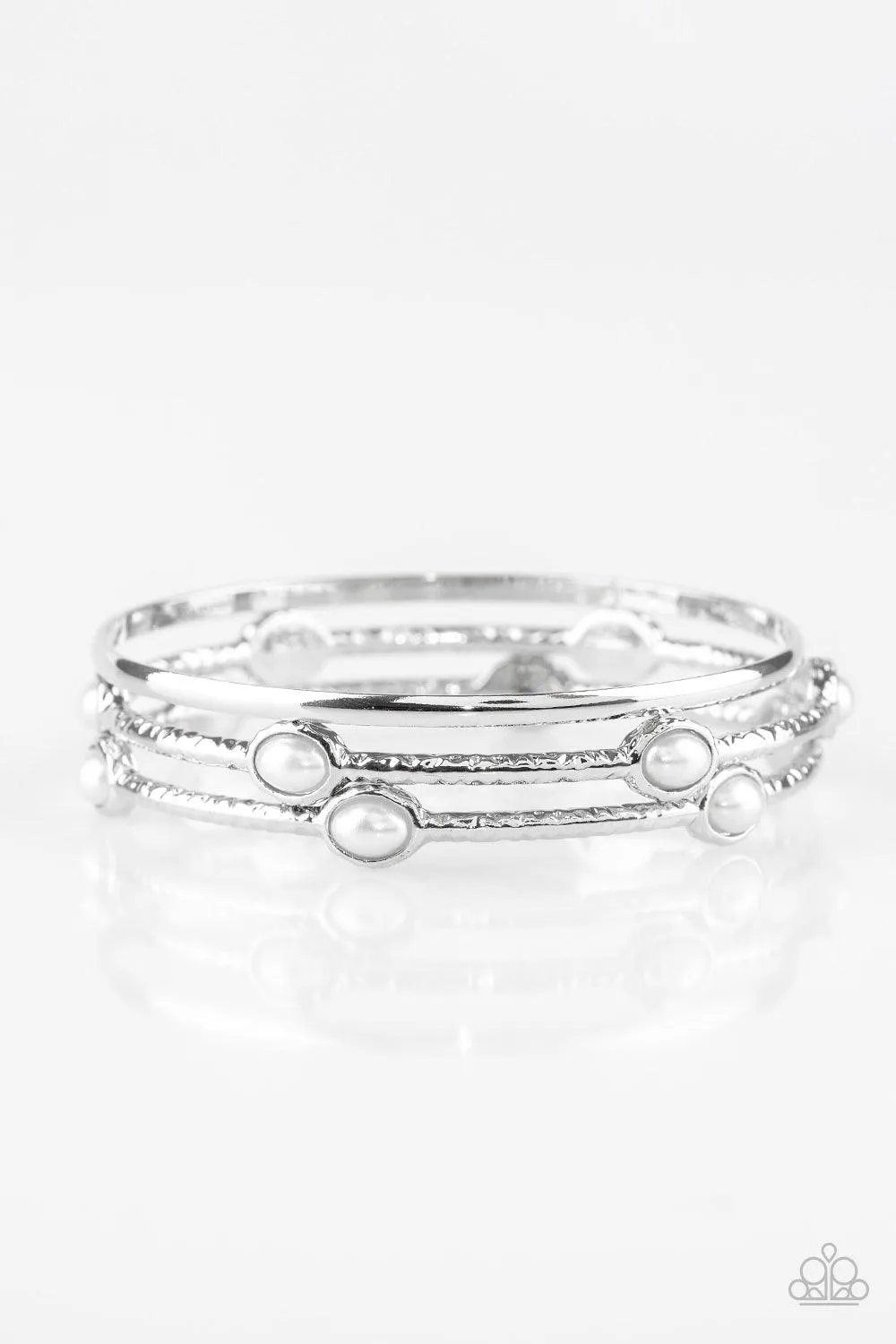 Bangle Belle - White Bracelet-Paparazzi
