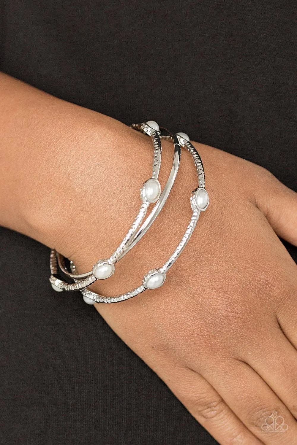 Bangle Belle - White Bracelet-Paparazzi