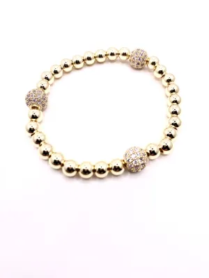 Beaded Stretch Bracelet With Pave Balls
