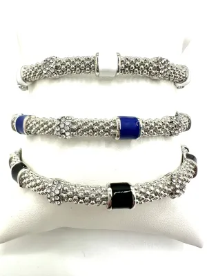 Beaded Texture Bangle with Enamel and CZ'S