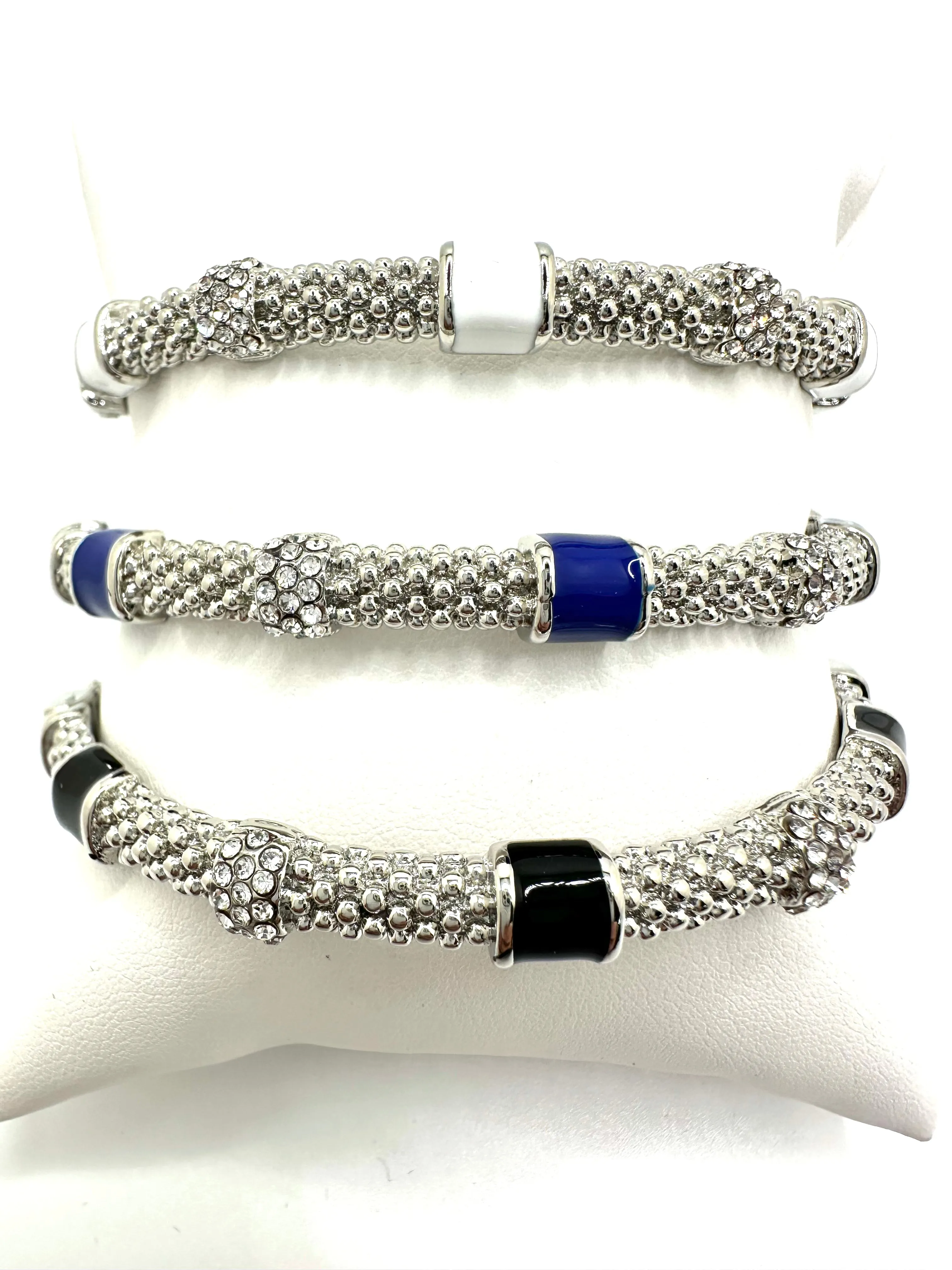 Beaded Texture Bangle with Enamel and CZ'S
