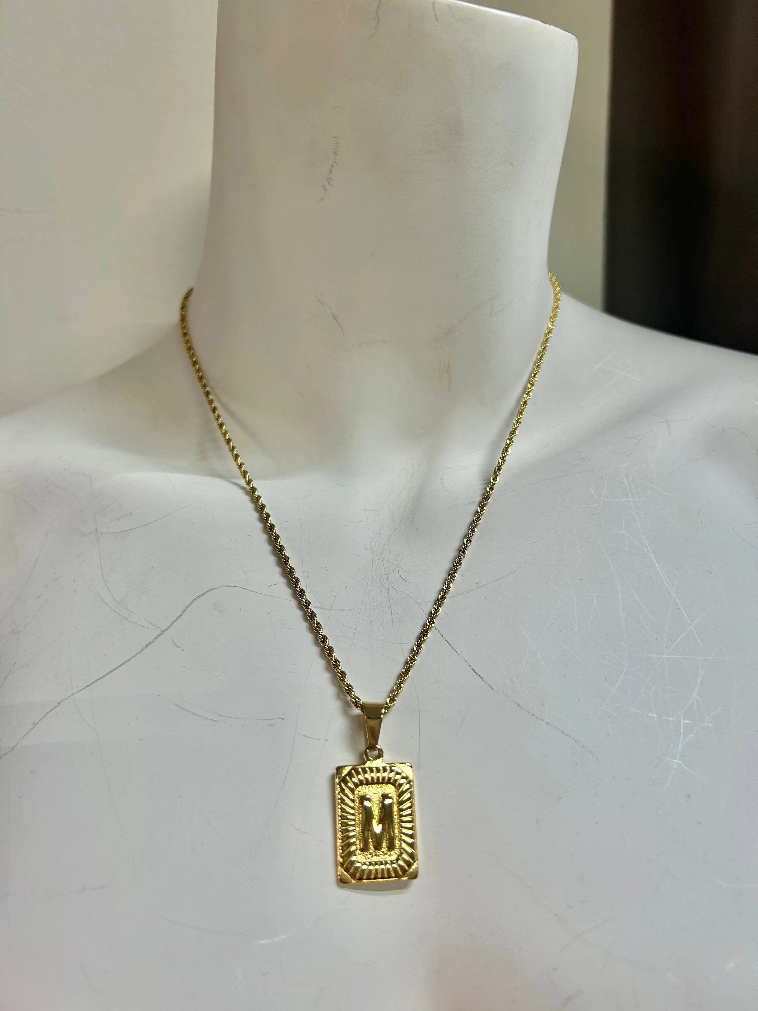 Bella Initial Tag Necklace | Twist Chain