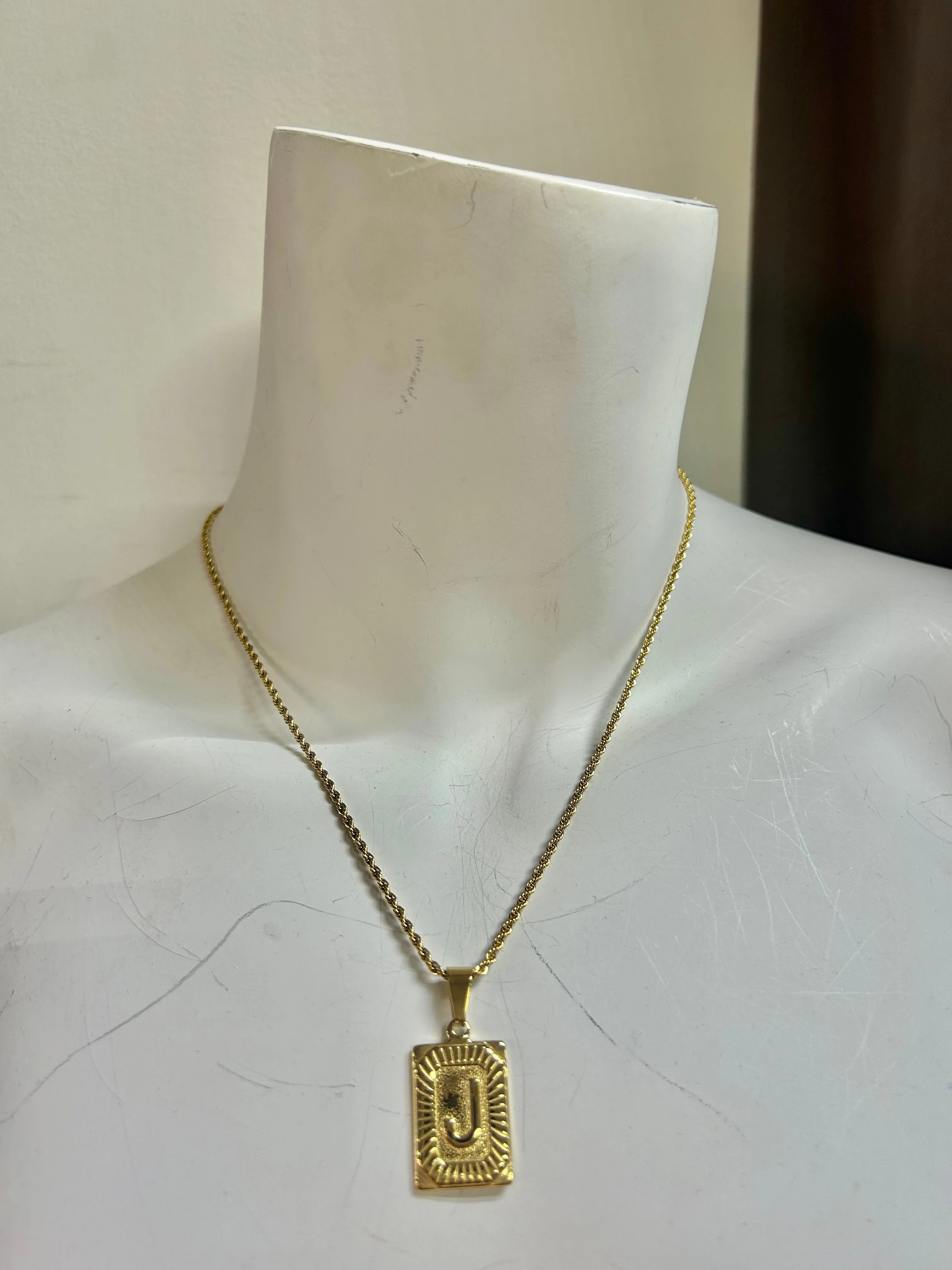 Bella Initial Tag Necklace | Twist Chain