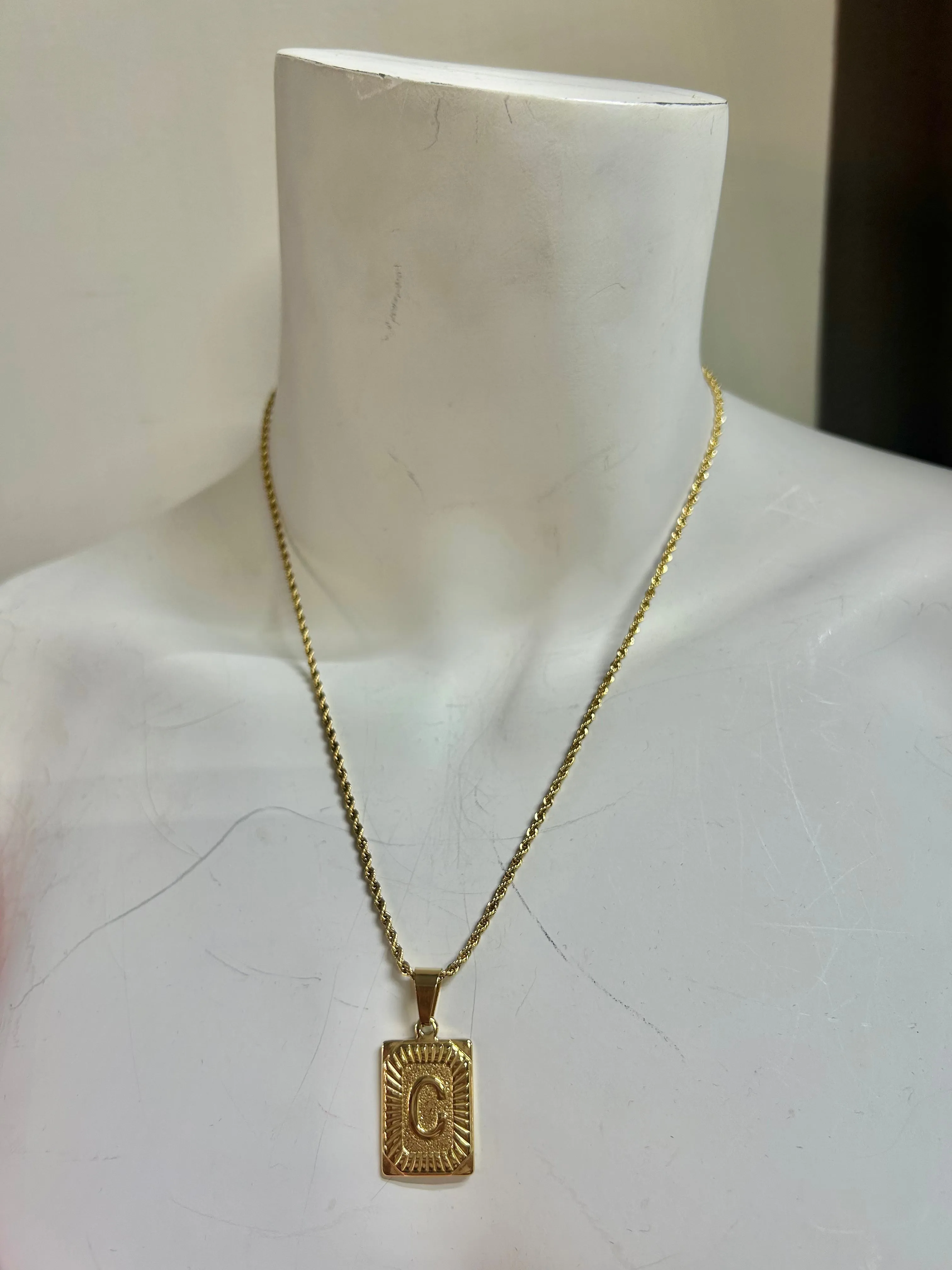 Bella Initial Tag Necklace | Twist Chain