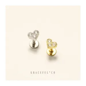 Beloved Sparkling Heart Flatback Earrings