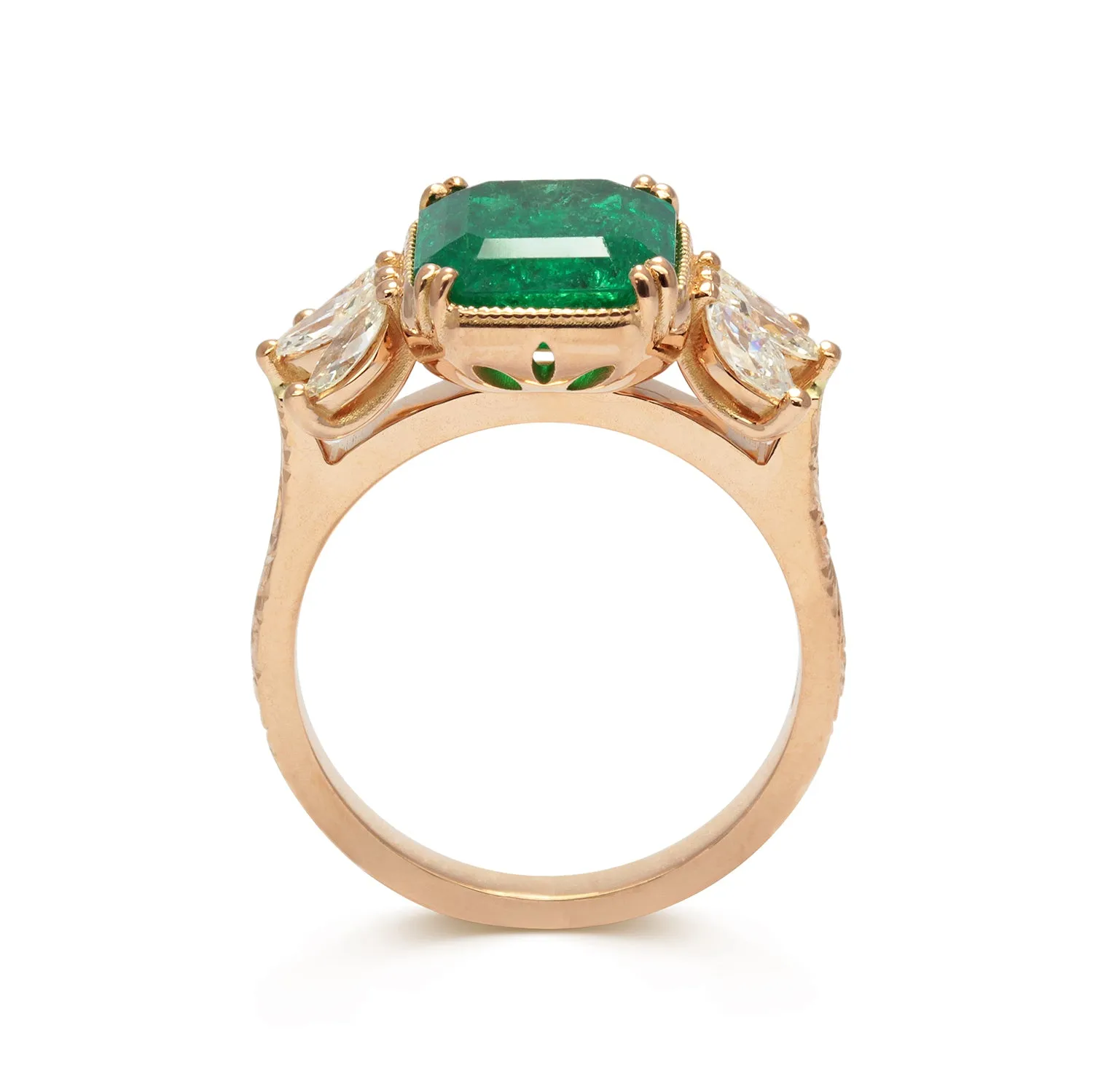 Bespoke Madeline Antique Emerald Engagement Ring
