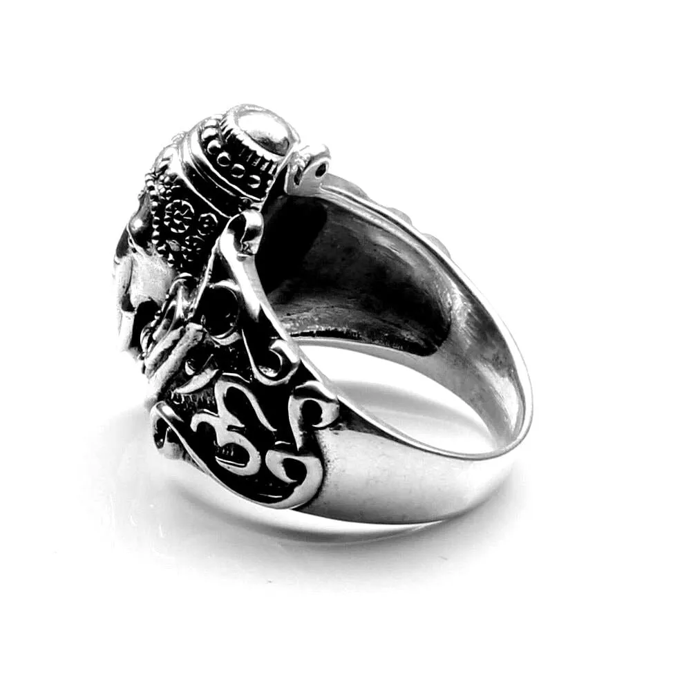 Big Lord Ganesha Oxidized Silver Unisex Ring