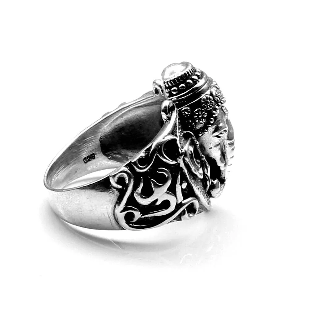 Big Lord Ganesha Oxidized Silver Unisex Ring