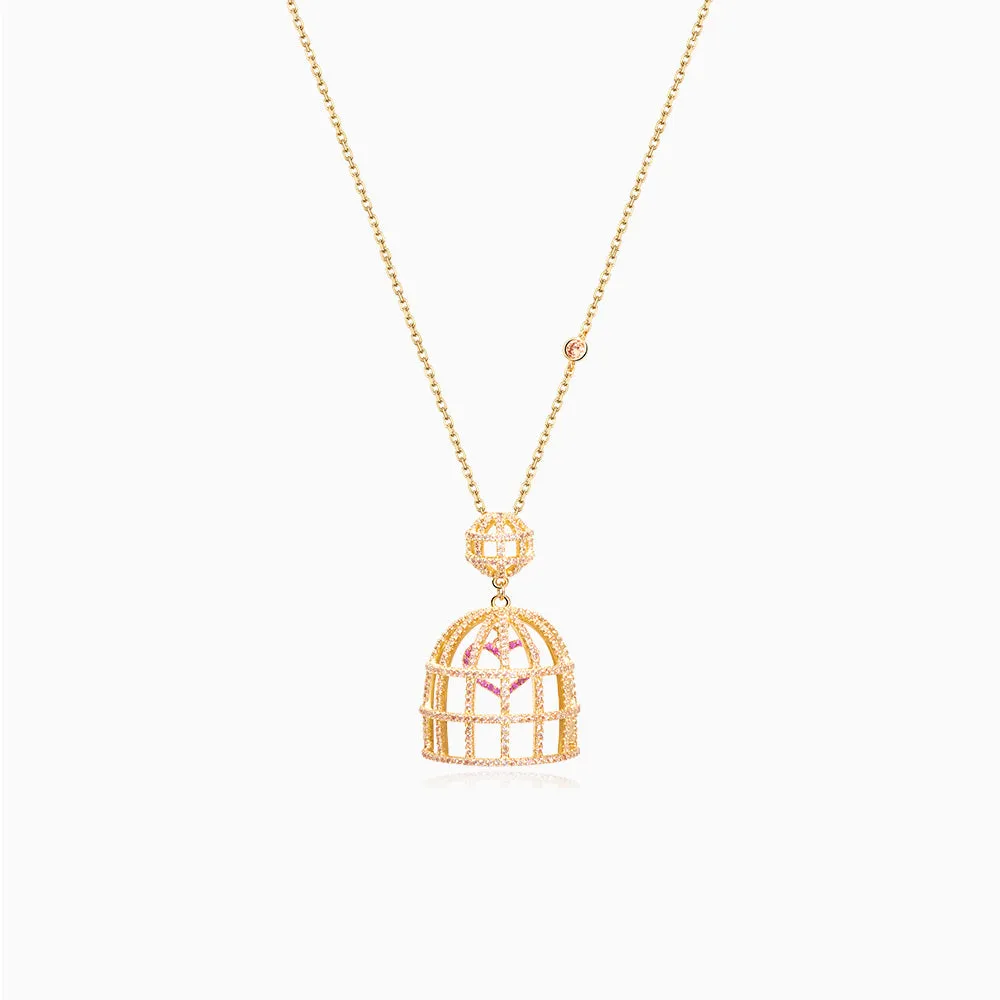 Bird Cage with Cubic Zirconia Necklace