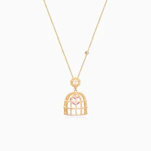 Bird Cage with Cubic Zirconia Necklace