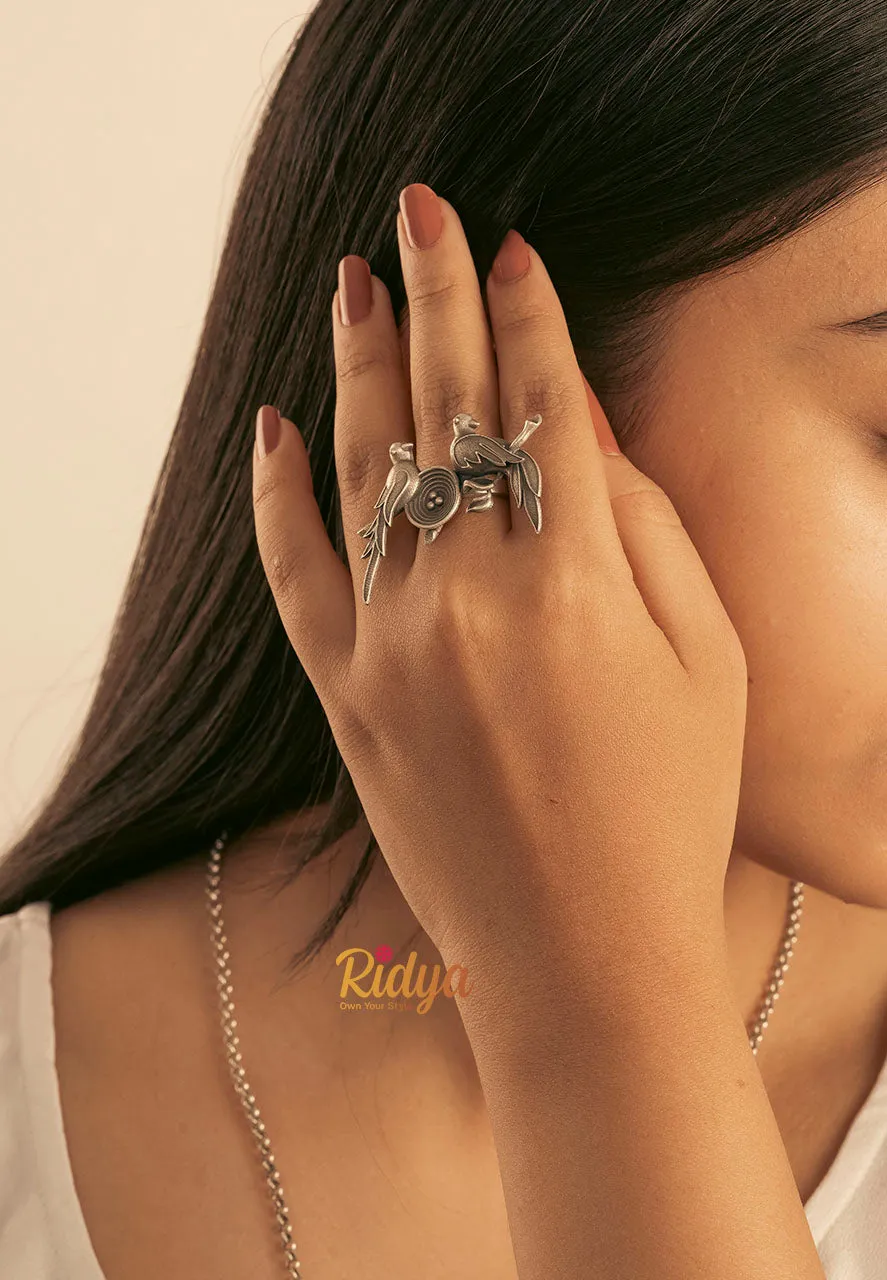 Birds In A Nest Contemporary Ring