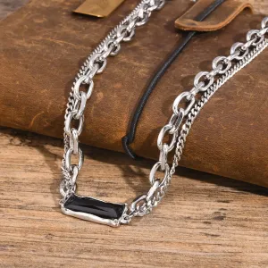 Black Geometric Pendant Necklaces for Men Boys