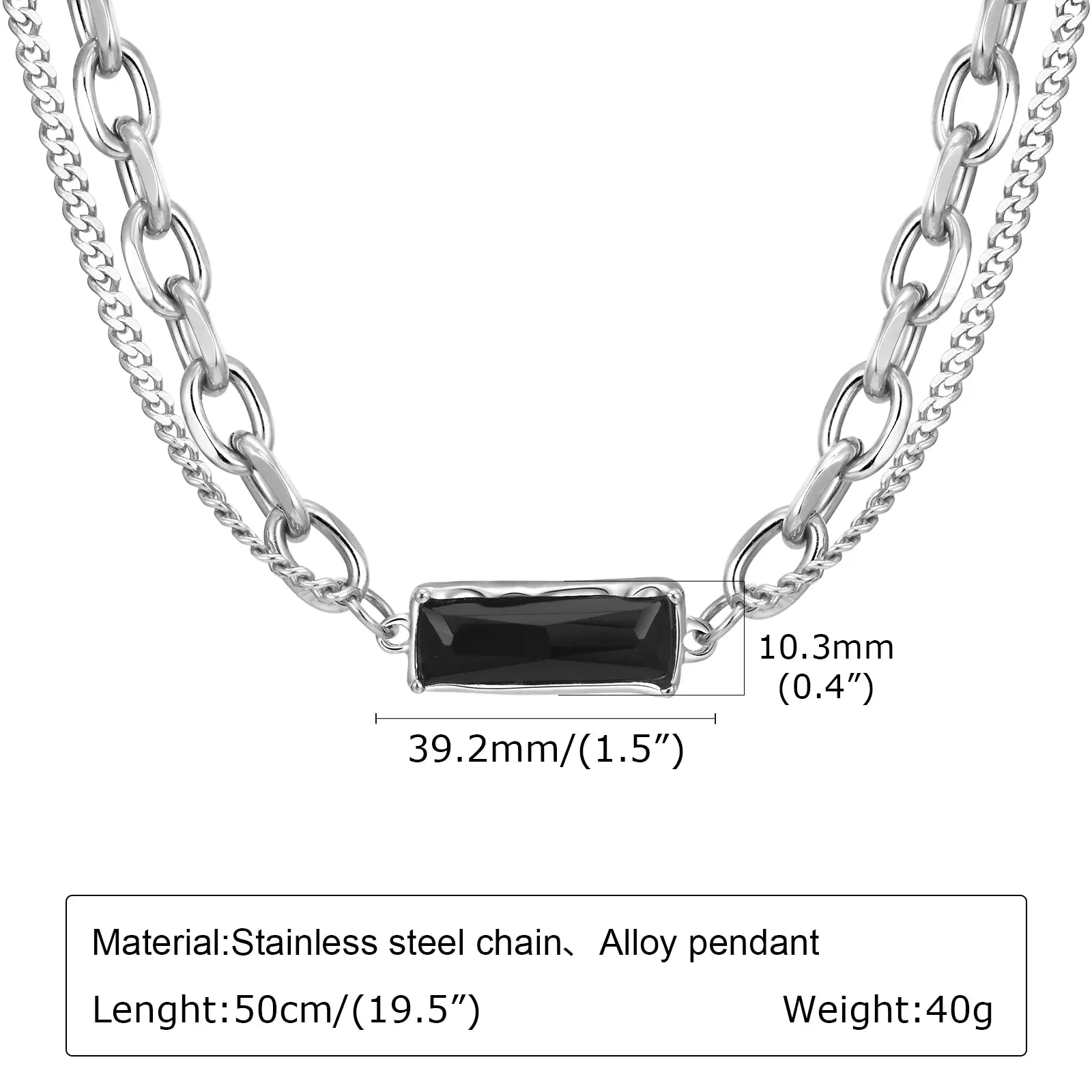 Black Geometric Pendant Necklaces for Men Boys