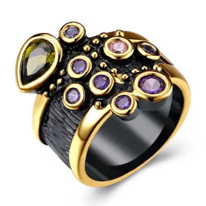 Black Gold Ring- Contemporary Style