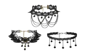 Black Lace Velvet Choker Necklace For Women