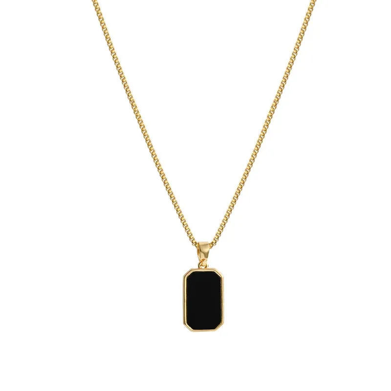 Black square Natural Shell Pendant Necklace for Women